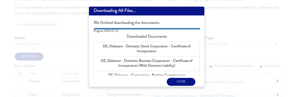 Downloading or Emailing Documents in Corporate Forms Library